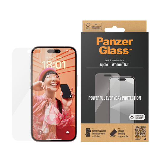 PanzerGlass Apple iPhone 15 (6.1") Screen Protector Classic Fit - Clear (2805)