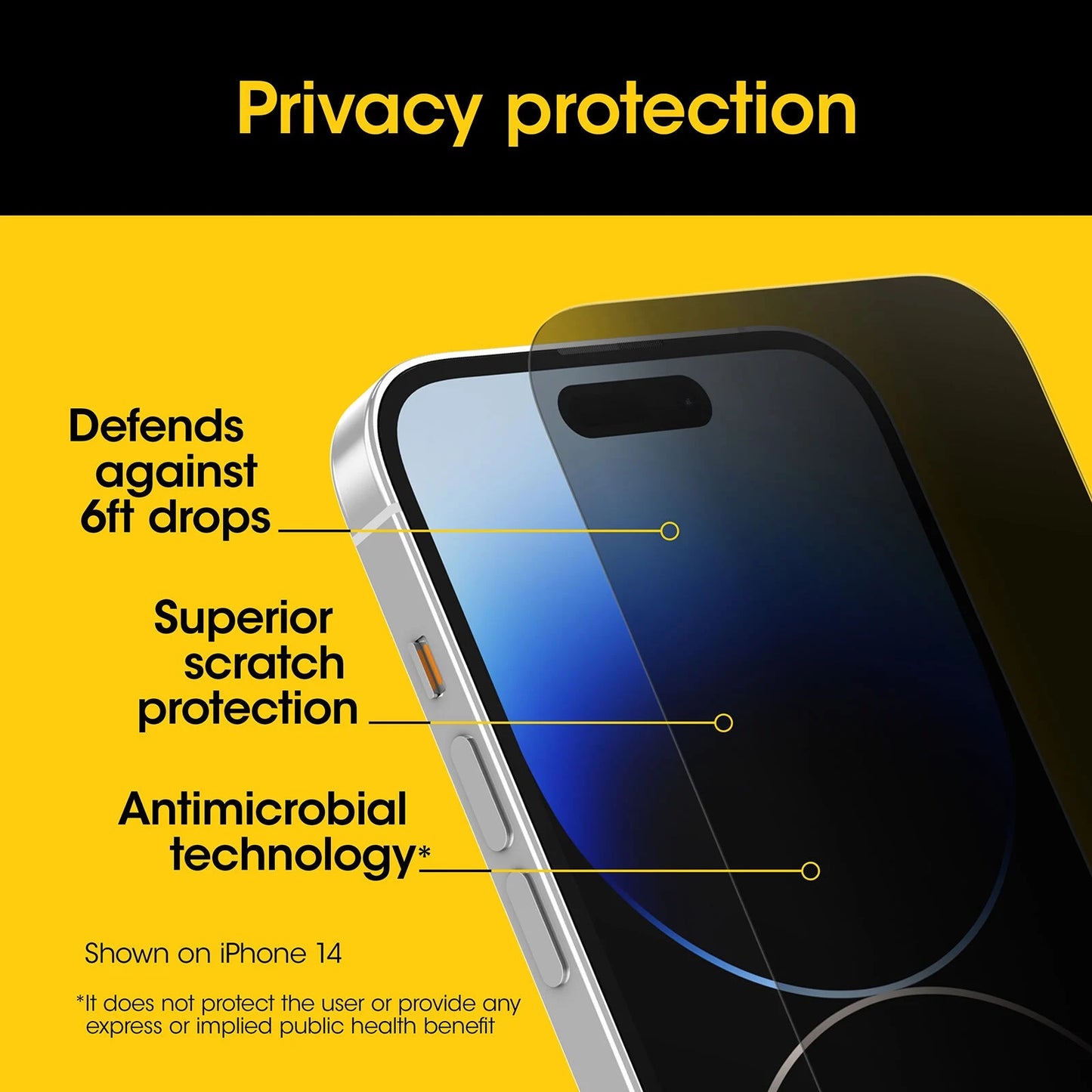 OtterBox Premium Pro Glass Antimicribial Privacy Apple iPhone 15 (6.1") Screen Protector Clear - (77-94017)