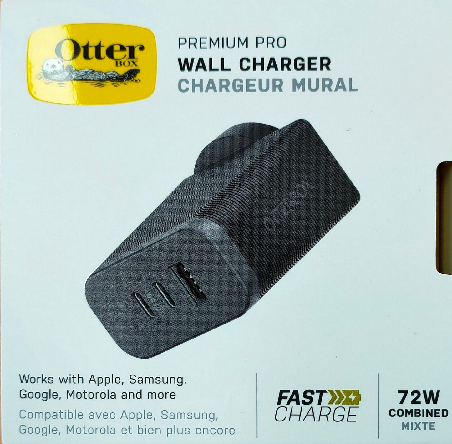 OtterBox 72W Triple Port Premium Pro Fast GaN PD Wall Charger - Black (78-81038)