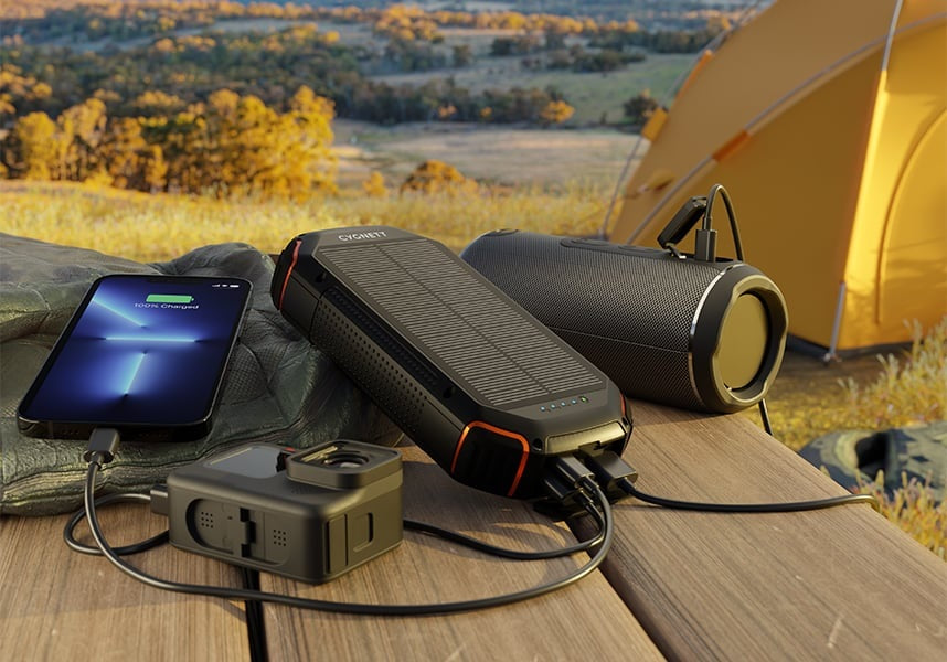 Cygnett ChargeUp OutBack 20K mAh Outdoor Solar Power Bank - Black (CY4412PBCHE)